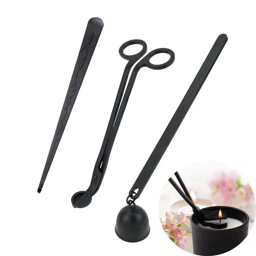 Candle Wick Snuffer Set, Elegant 3 Counts/set Durable Stainless Steel Candle Cover Tools Kit, Candle Wick Trimmer Set for Party Festival Hotel Salon, Halloween, Candle Care, Candle Maintenance, Candle Accessories