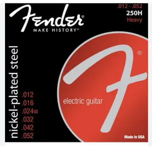 Fender Super 250 Electric Guitar Strings, Nickel Plated Steel, Ball End, 250H .012-.052