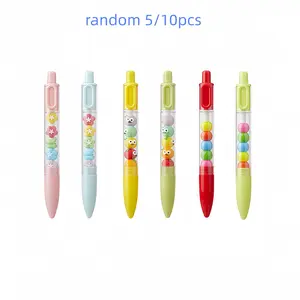 5-Pack/10-Pack Beaded Neutral Pens, Cute Cartoon Design, 0.5mm Ink, Smooth Writing, Office & School Supplies, DIY Bracelet, Stress Relief Gift