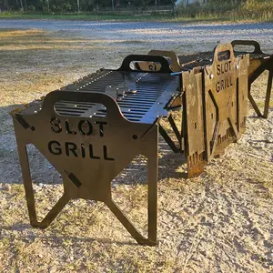 Slot Grill Collapsible BBQ Grill Portable Heavy-Duty Griller for Tailgating Camping & Picnic Outdoor Cooking Backyard Parties Picnicware