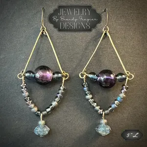Jewelry Designs by Brandy Frazier  Dangle earrings in midnight, blue, and purple dangling  earring