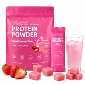 Clear Protein Powder: Strawberry Burst 10g Ultra Filtered Natural Flavor Grass Fed Whey Isolate Fast Absorbing Muscle Growth Recovery 20 Packets