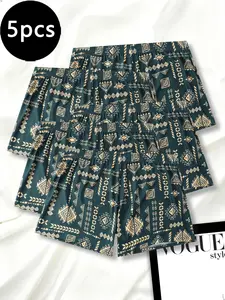 5 Pcs Men's Alo Pants S-Xxl, Casual Loose-Fit Plaid Boxer Trunks, Breathable Lightweight Fabric, All Seasons Daily Wear