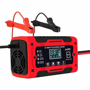 12V Car Battery Charger, Smart Fully Automatic Charger with Temperature Compensation Function, Suitable for Car, Truck, Motorcycle, and Marine Lead-acid Batteries