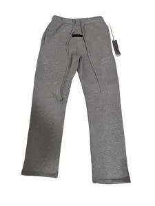 Uncuffed Relaxed Sweatpants Men's Dark Oatmeal Soft Casual Wide Leg Joggers with Elastic Waist Beige Menswear
