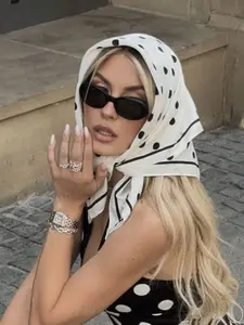 Women's Polka Dot Print Headscarf Scarf, Polka Dot Pattern, Fashionable Spring & Fall Accessory, Versatile Belt Tie Wrap, Stylish Women's Headwear