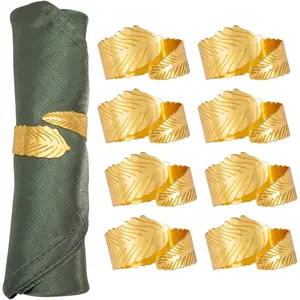 Leaf Napkin Rings Set of 8, Metal Leaves Napkin Ring