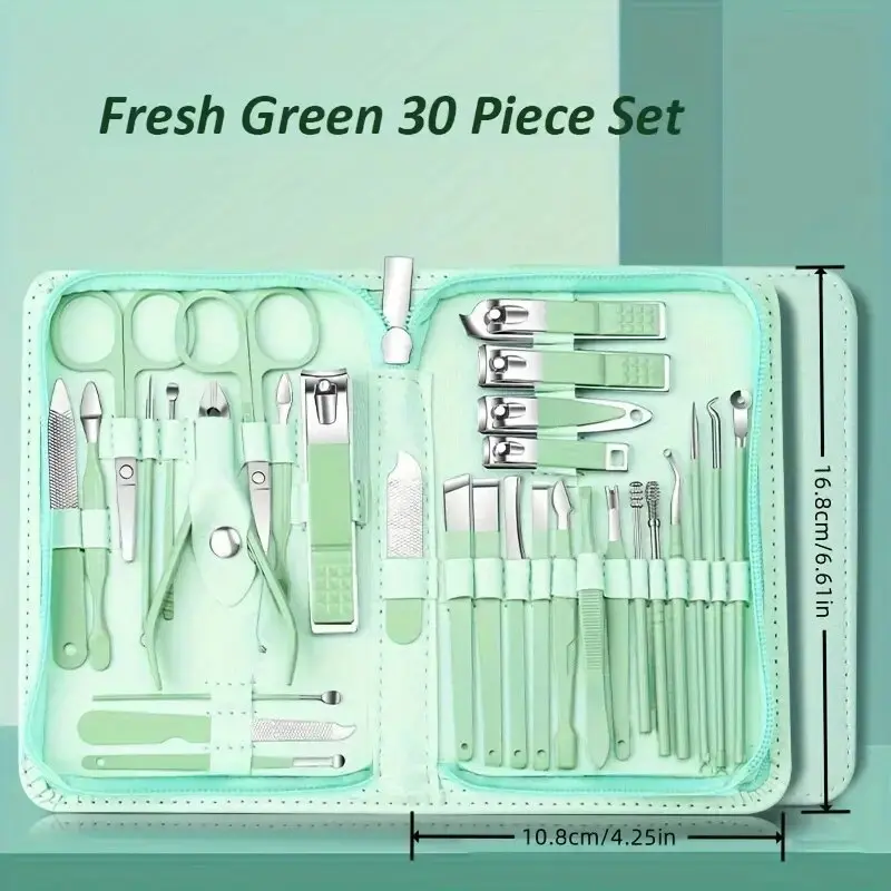 30-in-1 Manicure Set - Professional Pedicure Tool Kit with Toenail Clippers / Dead Light Beige Scissors / Nail File, Portable Travel Manicure Care Kit, Multifunctional Manicure Nursing Set