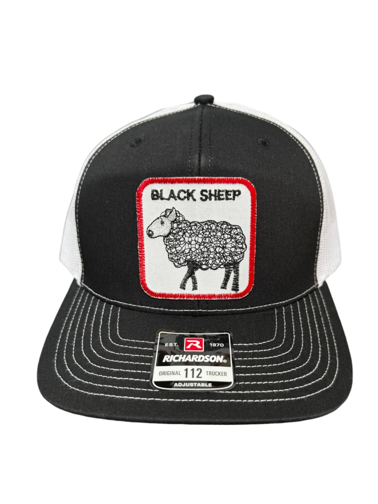 Unisex Adjustable Snapback Trucker Hat - Solid Color Custom Style Hat with Black Sheep Embroidered Patch, Stylish Statement Cap, Adjustable Snapback Hat, Custom Style Hats
