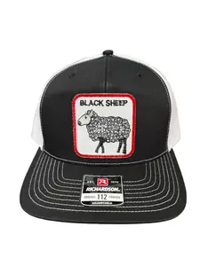Unisex Adjustable Trucker Hat - Solid Color Hat with Black Sheep Embroidered Patch Design, Stylish Statement Cap