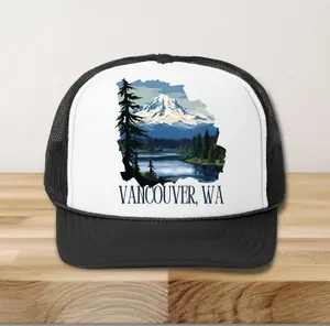 Nature Trucker Hat, Vancouver Washington Hat, Mountain Forest Trucker Cap, Summer Camping Adventure Trucker Hat