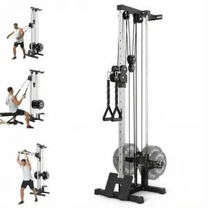 Garvee Wall Mount Cable Station, 18 Position Height Adjustable Lat Pulldown Machine with Dual Pulley System, Cable Crossover Machine for Home Gym