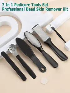 Generic Professional Pedicure Tool Set 8 Piece Stainless Steel Foot Care Kit Foot File Dead Skin Remover Pedicure Kit, Foot File Kit Foot Callus Remover for Men Women Travel, Black