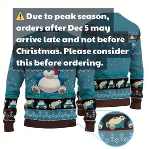[Arrive after Christmas] Snor Sleep Christmas Jumper 3D Sweater Christmas ugly sweater, Funny Shirt For Pkm Fans