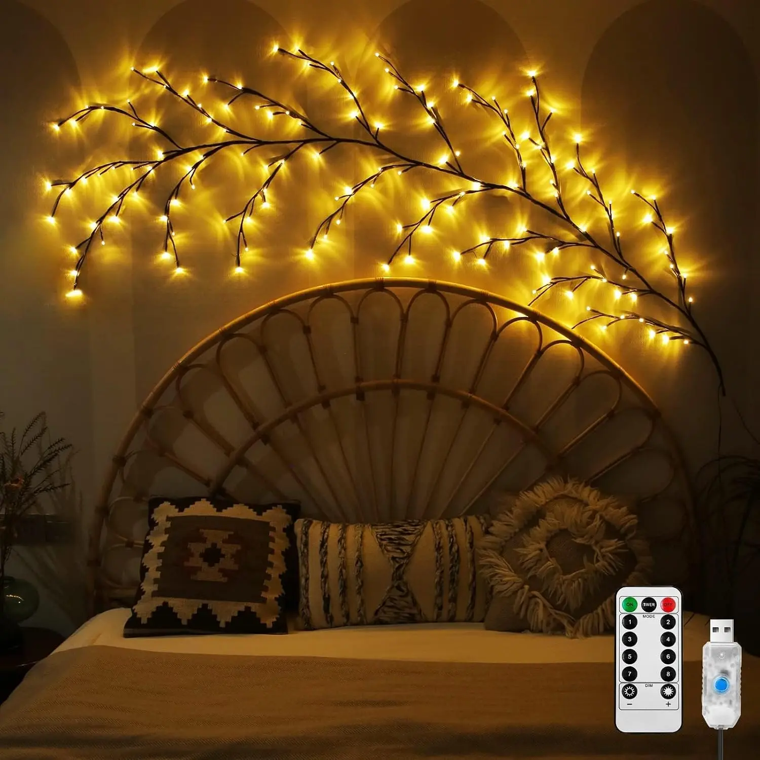 LED Tree Branch Design Light, Vines Light  for Home Decor with Remote Control ,7.5Ft Christmas Decorations Artificial Tree Branches with 144 LEDs Enchanted Willow Vine for Indoor Walls Bedroom