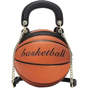 Women Basketball Shaped Purse Girls Round Handbag Shoulder Cross Body