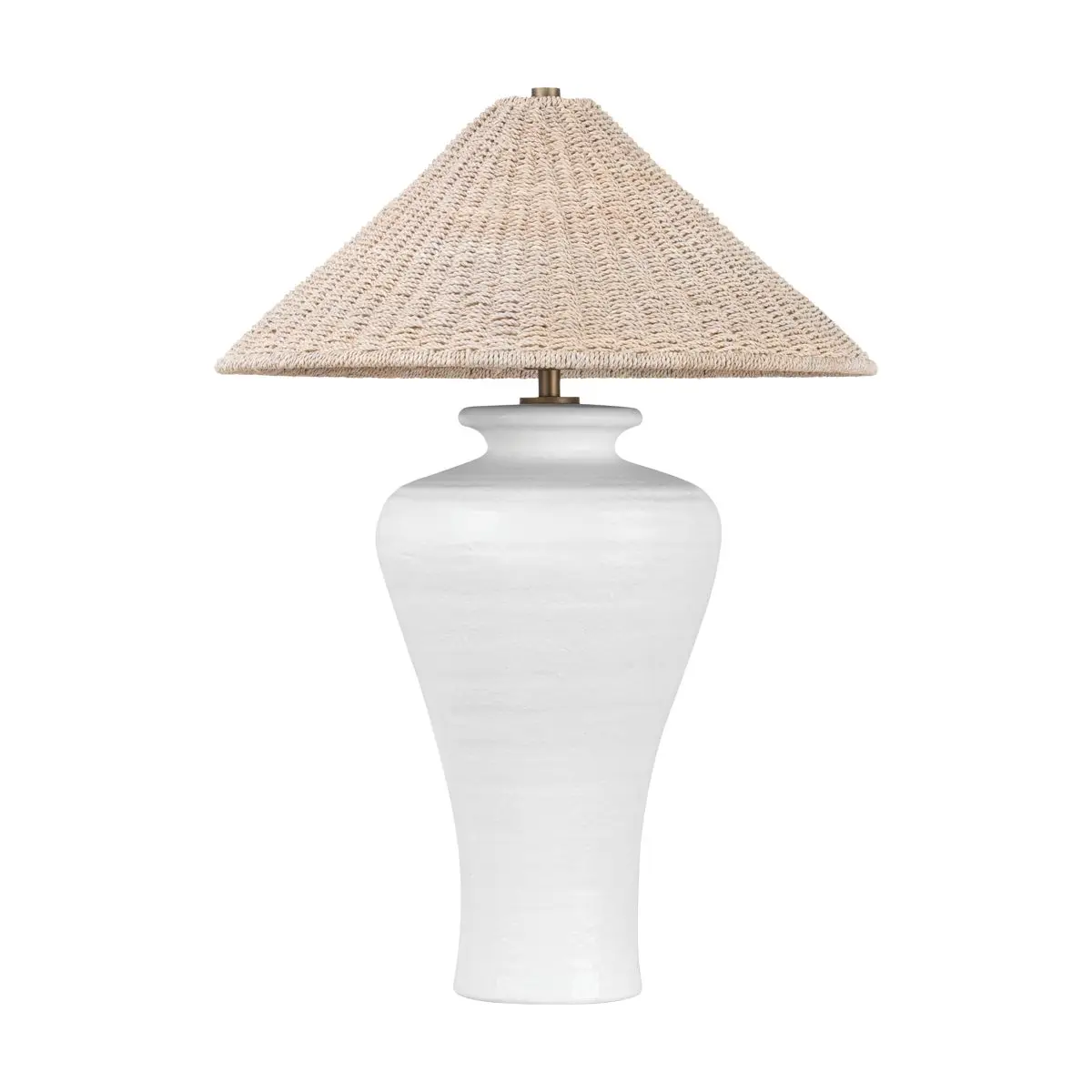 Pezante Table Lamp - Regal Coastal Elegance with Ceramic Urn Base and Bleached Abaca Shade