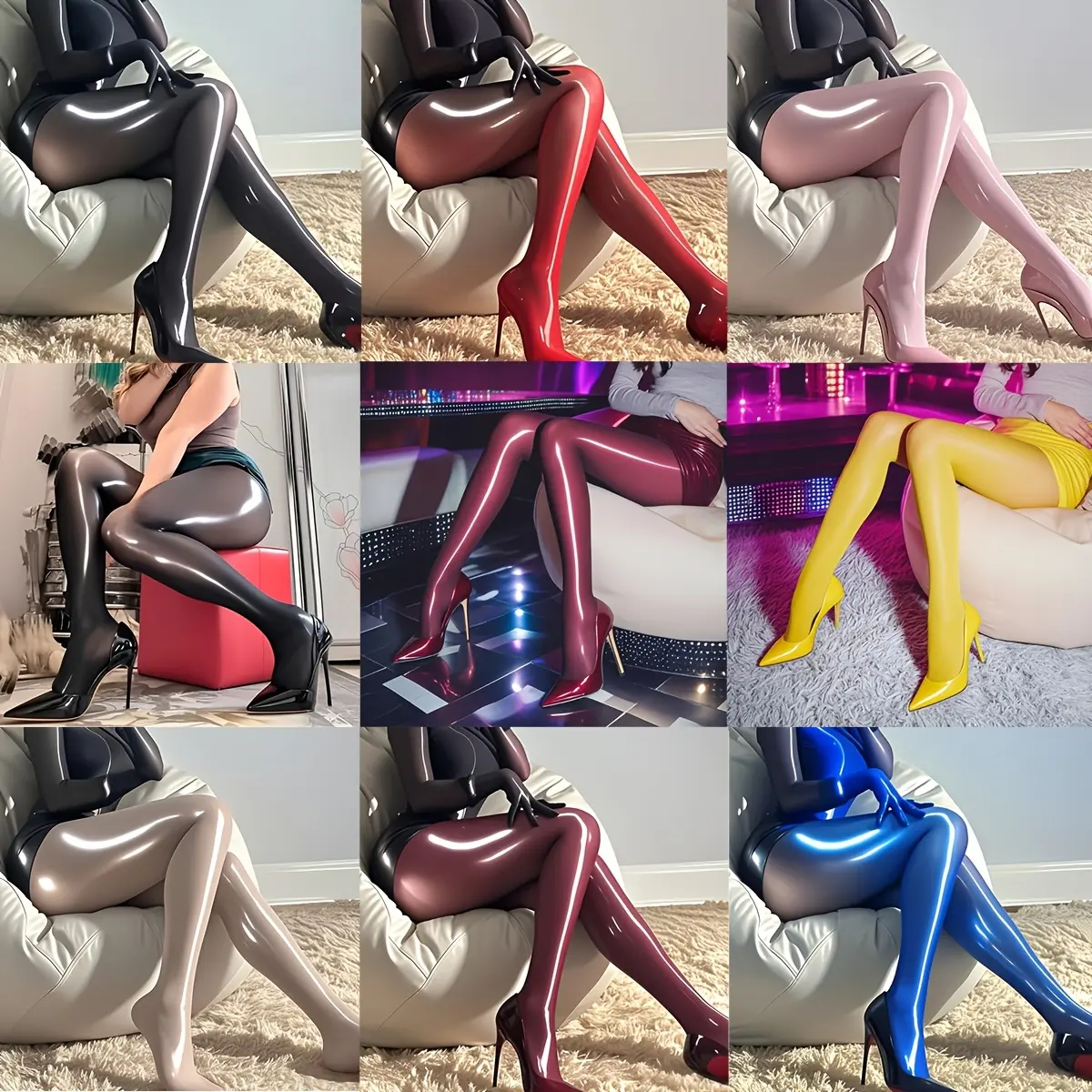 2 Pairs Women'S Elegant Solid Color Stockings Suitable for Parties, Nightclubs, and Year-Round Wear Party-Ready Hosiery 8D Glossy Stockings Ultra-Thin Horse Oil Stockings Shiny Stockings Fits