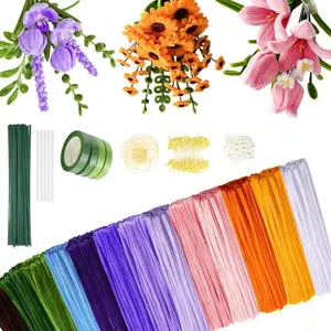800pcs Practical Piper Knotting Set, Piper Flower Arrangement Set - 800 pipe cleaners, 13 colors for bouquets, ideal gift for birthdays and anniversaries.