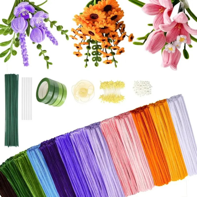 800pcs Practical Piper Knotting Set, Piper Flower Arrangement Set, DIY Flower Decor, DIY Floral Arrangements - 800 pipe cleaners, 13 colors for bouquets, ideal gift for birthdays and anniversaries, DIY Crafts Supplies