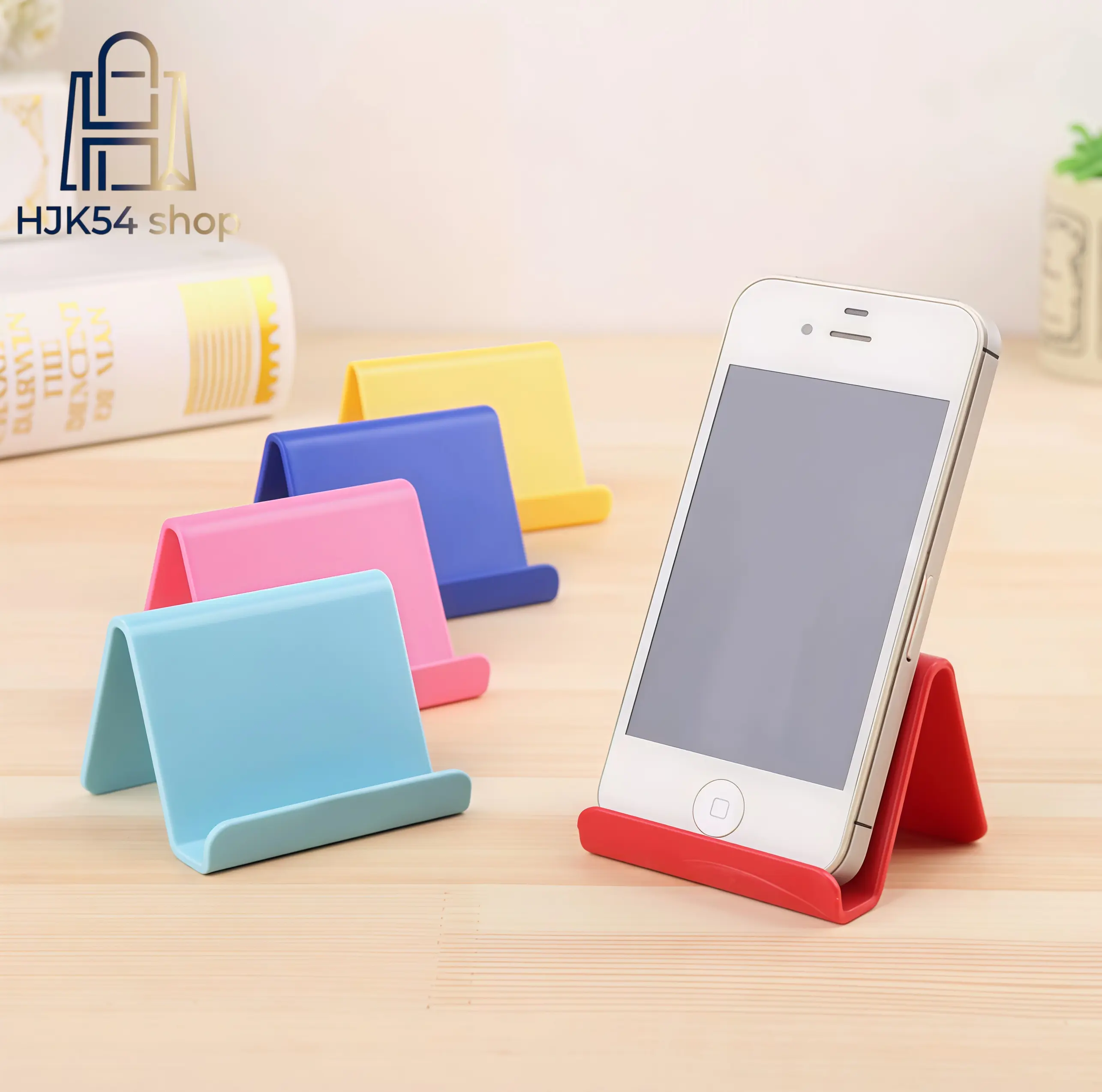 6pcs Colorful Plastic Phone Stands, Universal Desktop Mobile Phone Holders, Multi-Angle Adjustable Phone Racks, Compact Desk Accessories for Smartphones & Tablets