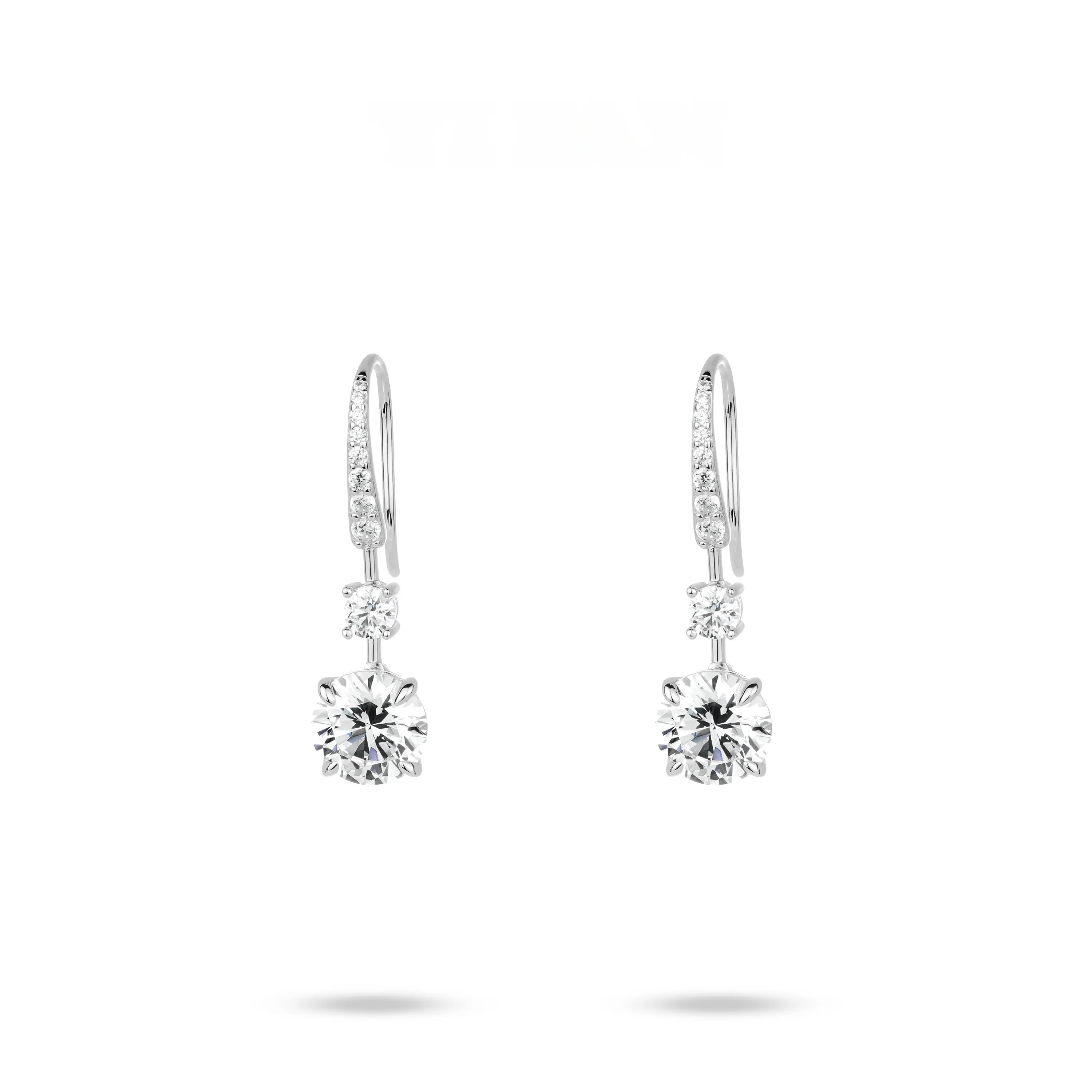 VAMERAY #6202 3.5 Carat In Each Pave Round Brilliant Prong-Set Drop Earrings