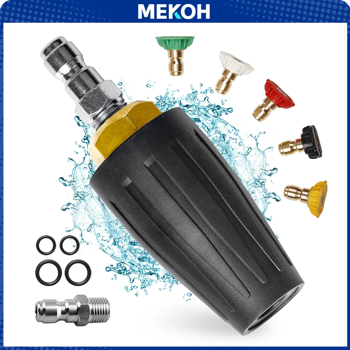 4000PSI Turbo Nozzle Universal Pressure Washer Nozzle Tips Rotating Nozzle 2.7 Orifice Power Washer Nozzle Accessories 2.7GPM Spray Nozzle for Concrete, Driveway, 1/4'' Quick Connect Attachment campingessentials