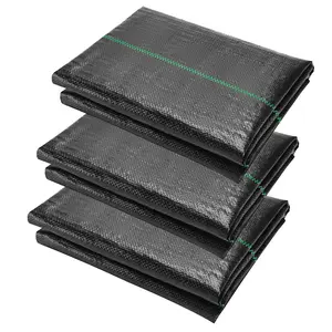 5 x 10 Feet 3 Pack Weed Barrier Fabric Garden Landscape Weed Blocker Woven Fabric Heavy Duty Ground Cover Mat
