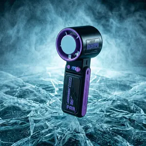 Handheld Portable Turbo Fan with Ice Cooler, Speed (1-199) Rechargeable Personal Fan[20000 RPM] Small Pocket Fans for Travel/Outdoor/Home/Office, Purple Green and Orange