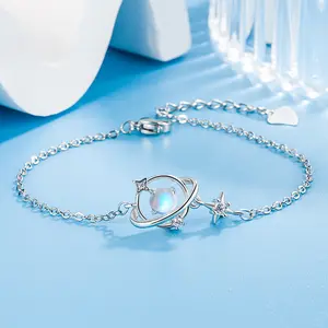 Moonstone Stars Bracelet for Women Cosmic Planet Orbiting Bracelets Space Jewelry for Birthday Valentine's Day Gifts