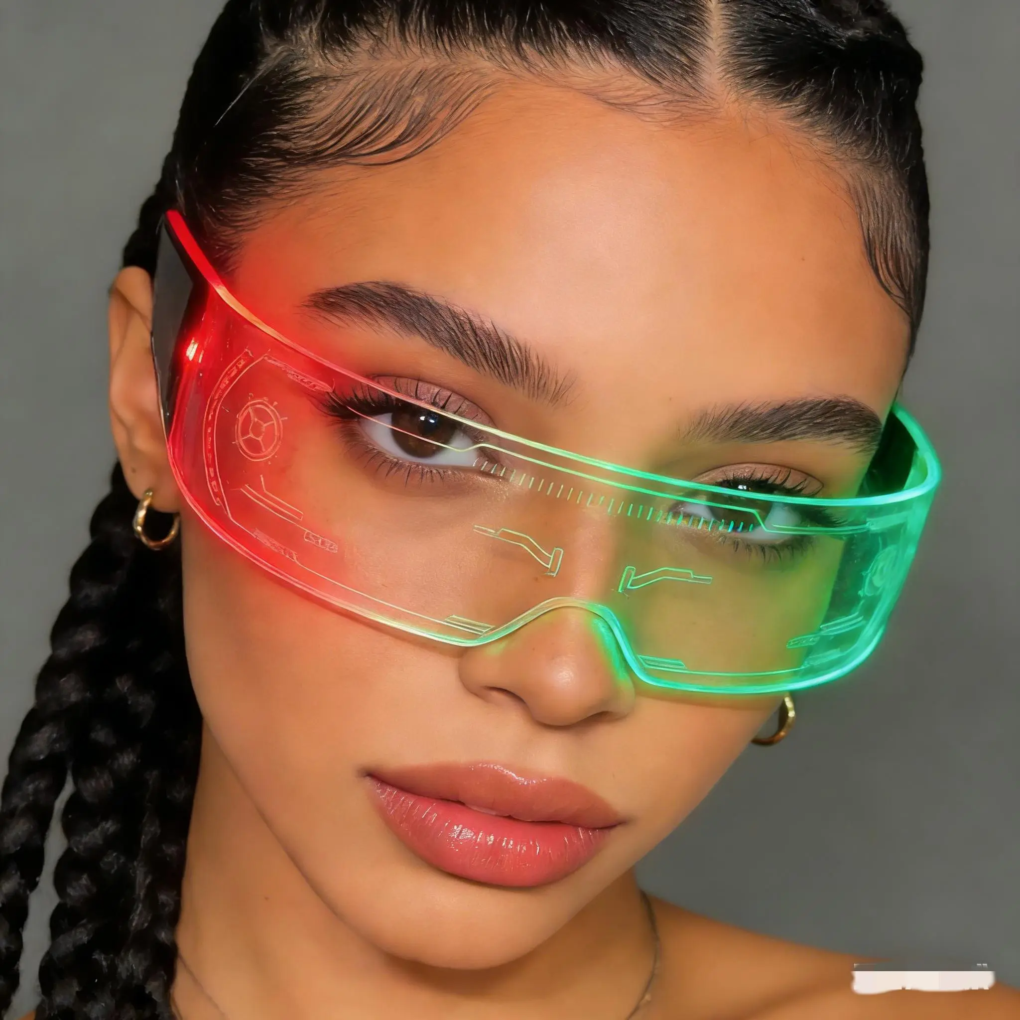 Cyberpunk LED Luminous Glasses with LED Lights - Electronic, Fashion Unisex Science and Technology Accessory, Halloween Costume Accessory for Home & Festive Party Supplies, Party Bags & Gifts