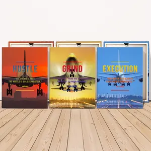 3 Counts Wooden Framed Canvas, Motivational Airplane Takeoff Quote Images, Exquisite Poster, Perfect Living Room Decoration, Modern Art, Fashion Family Poster, Wall Art Decoration, Waterproof Art