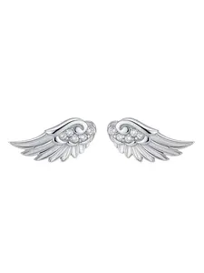 Shimmering Angel Wings Stud Earrings, Elegant Zinc Alloy, Stainless Steel Posts, Durable, Perfect for Daily Wear, Christmas, Parties, Birthdays