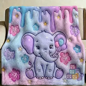 Cute Cartoon Elephant Blanket, Perfect Birthday Gift, Ideal for Outdoor, Living Room, Bedroom, Cozy and Adorable Design
