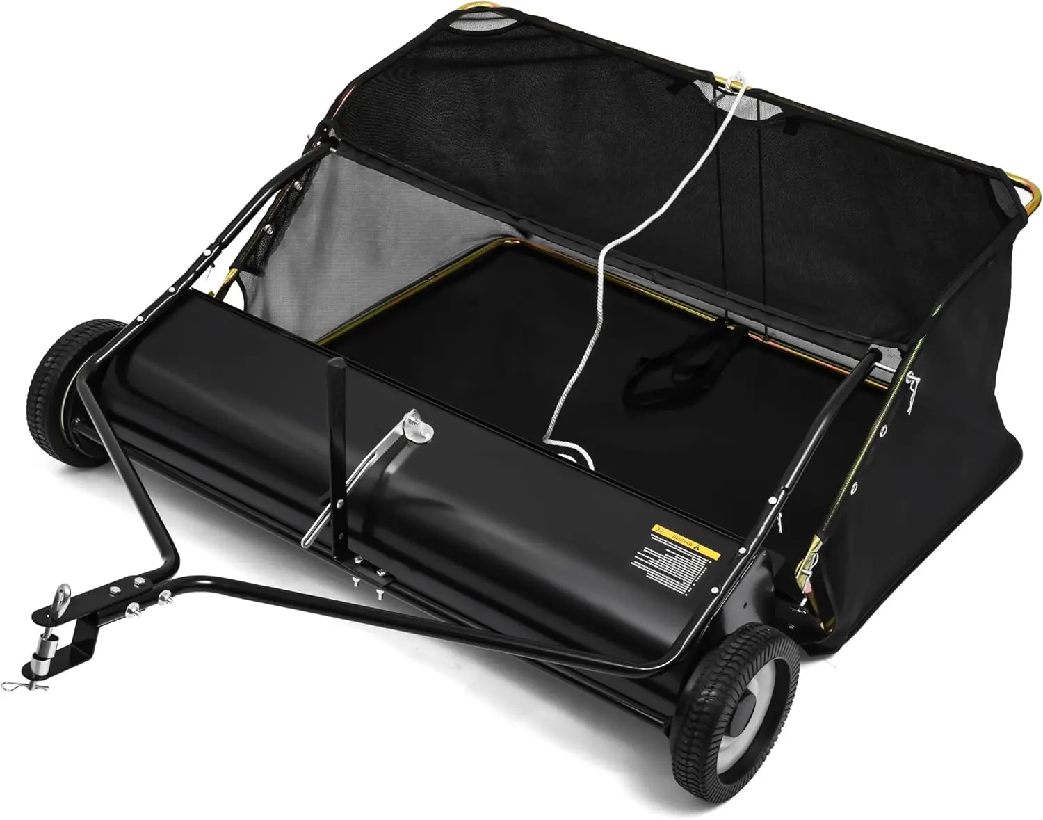 【fathersdaygift】YITAMOTOR 42" Tow Behind Lawn Sweeper, 12.9 cu. ft Capacity Leaf & Grass Collector with Adjustable Brush Height and Dumping Rope Design for Yard Lawn