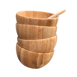 Bamboo Bowls - Natural Bamboo Material, Versatile for Various Uses, Durable Design, Ideal for Cooking and Storage