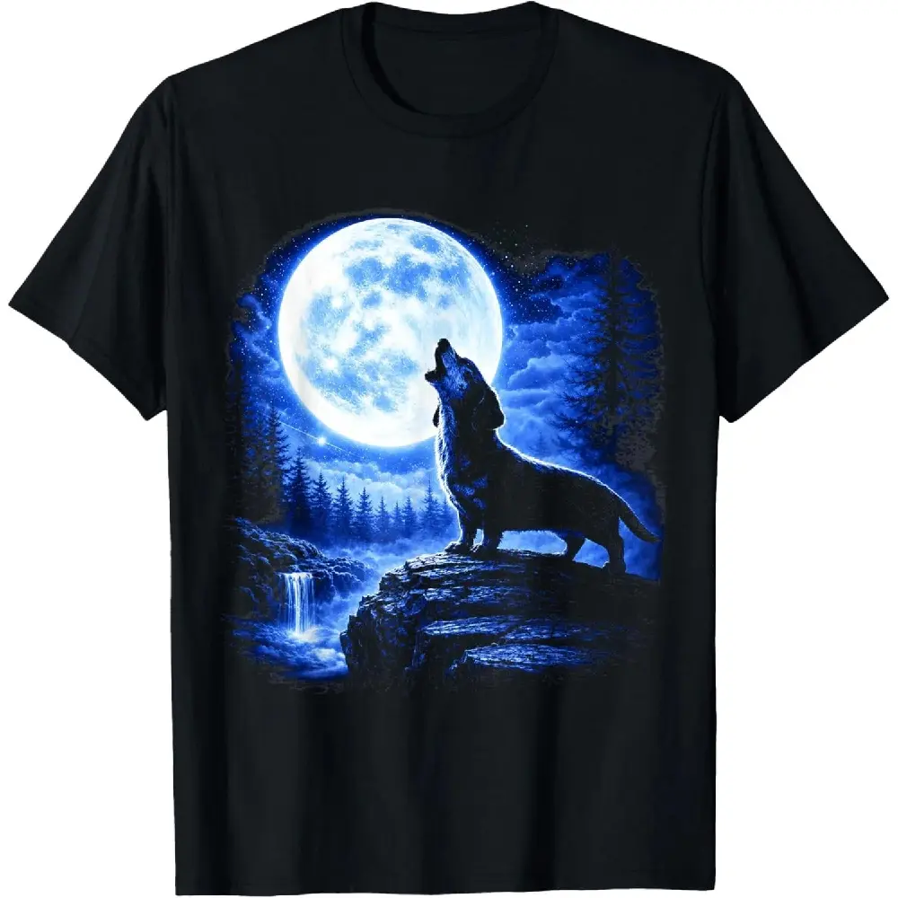 Dachshund Howling Moon Funny Weiner Dog Sausage Art T-Shirt unisex T-Shirt