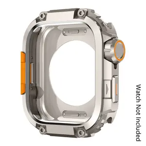 2 in 1 Metal Armor Case for Apple Watch Series 10-46mm with Back Cover, Military Grade Protection Rugged Protective Bumper Cover for Apple Watch Only 46mm -Orange Watch Protector (Watch Not Included)