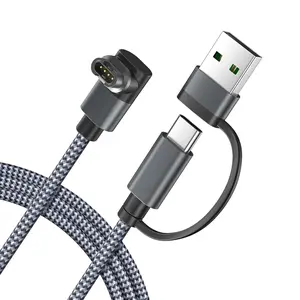 Z-CGC2  2-in-1 USB C Charger Cable for Garmin Watch 4FT 1-Pack,USB Charging Power Cord for Garmin Fenix 8 E 7 7X 7S 6 Solar,Forerunner 970 965 955 945 570 265 255 245 165 55,Vivoactive 6 5 4 - Gray