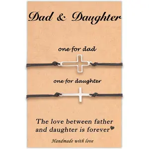 Cross Matching Bracelets Fathers Day Mothers Day Ideal Gifts for Mom Dad Daughter Son