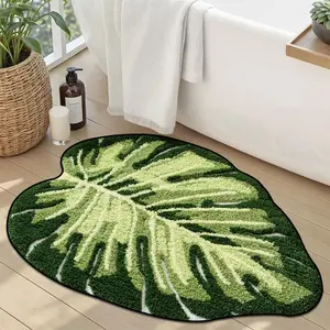 Soft Velvet Leaf Pattern Lounge Mat, Non-Slip Thick Plush Rug for Bedroom and Living Room, Ideal Outdoor Grass Mat for Camping and Decoration