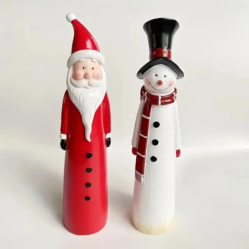 12 Inch Christmas Resin Statue, Unique Santa Claus & Snowman Sculpture, Holiday Home Decor, Indoor & Outdoor, Ideal Gift