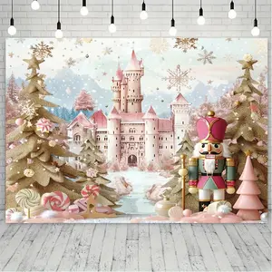 1 PC 2D Flat Polyester Sparkle Christmas Backdrop - Christmas Tree Ornaments Party Decorations Banners, Ideal for Studio Use & Home Gatherings, Birthday & Festive Party Supplies Accent
