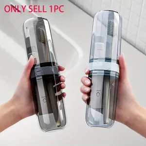 Portable Travel-sized Mouthwash Cup, 1 Count Transparent Toothbrush Storage Box, Travel Essential, Bathroom Mouthwash Bottle, Home Organizer