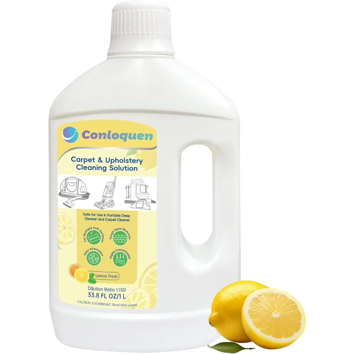150X Concentrate Carpet Cleaner Solution Makes 39.6 Gal Formula for Portable Carpet Deep Cleaner and Upright Upholstery Cleaner Machine, 33.8 Fl.oz Carpet Stain Remover Lemon Scent