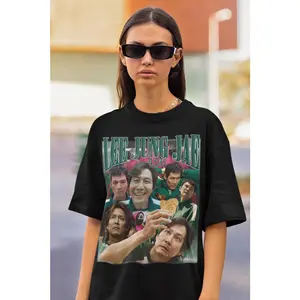 T-Shirt Lee Jung Jea Vintage Game Tshirt Seong Gi-hun Squid Gift for Women and Men Unisex Player 456