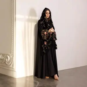 Eid Dress Suit Women Muslim Party Abaya Dresses 2 Piece Sets Headscarf Long Robe Embroidery Jalabiya Kaftan Vestidos Morocco