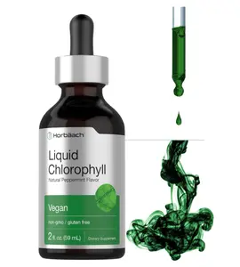Horbäach Liquid Chlorophyll Drops | 2 oz | Vegan, Non-GMO, and Gluten Free Formula | Natural Peppermint Flavor