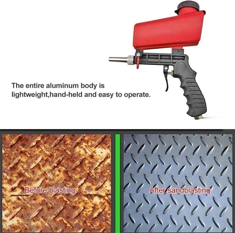 Pneumatic Sandblasting Gun, Portable Handheld Sandblaster, 90psi Sandblasting Gun, Air Sandblasting Gun, Sandblaster with 2 Nozzles and Air Regulator, for removing paint, rust, stains, and dirt from surfaces.tools and gadgets for him，mechanic tools