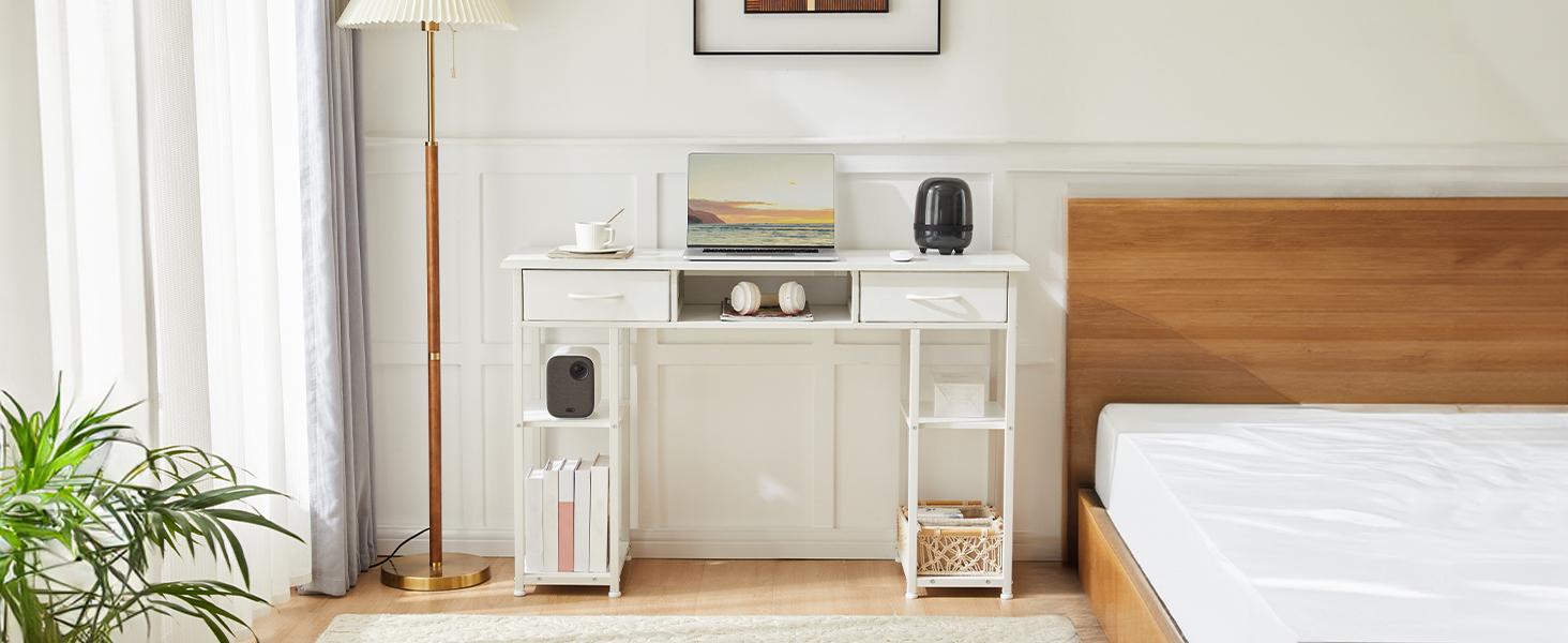 【Deal】Sweet Furniture Computer Desk 48 Inch with Drawers, Metal Frame, Adjustable Feet, Modern Style, High-Quality Build, 250LBS Weight Capacity